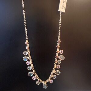 Anne Klein Gold-Tone Necklace with Lavender and Light Green Teardrops